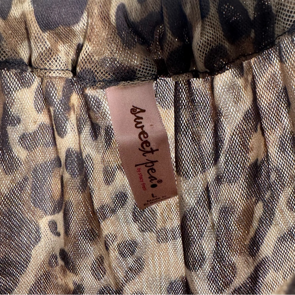 Sweet Pea Leopard Print Sheer Mesh Cowl Neck Top - Picture 4 of 5